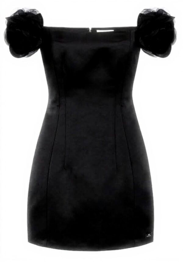 Abito Elisabetta Franchi Nero Fiori Duchesse Donna