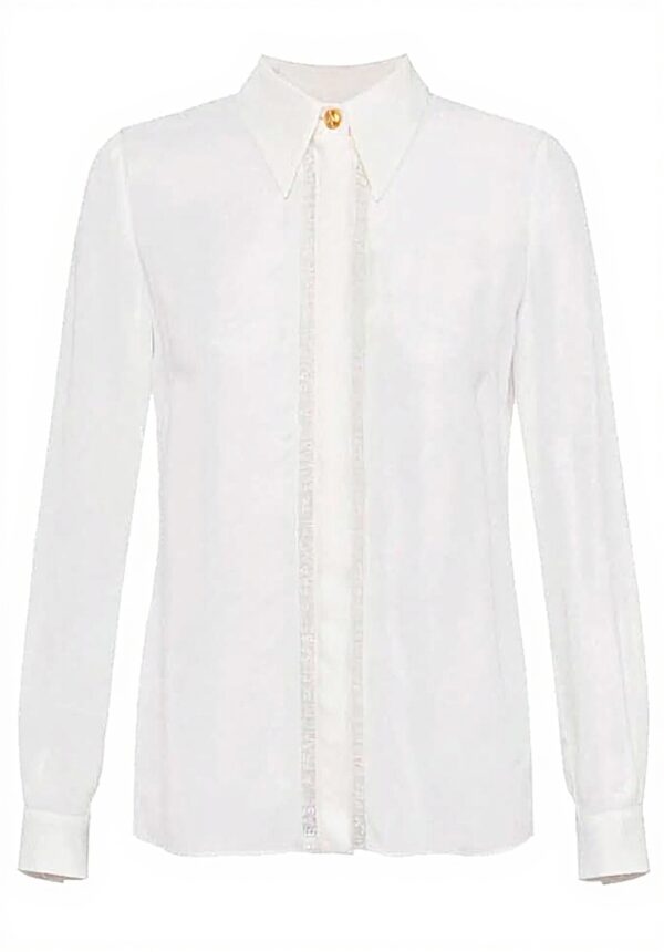 Camicia Elisabetta Franchi Bianca Georgette Bande Lettering