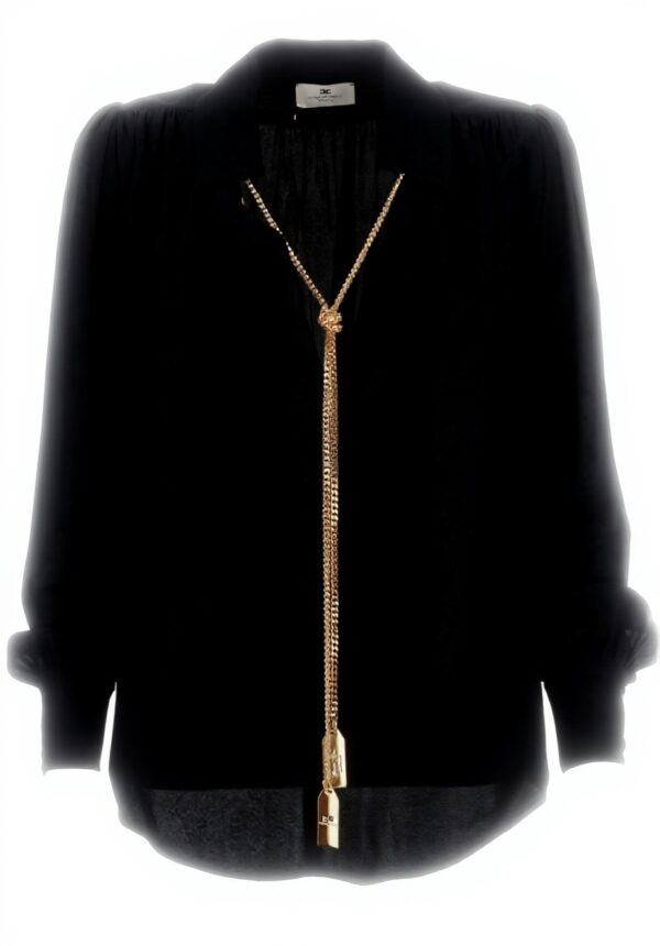 Camicia georgette Elisabetta Franchi charms collo nero donna