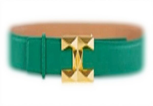 Cintura Elisabetta Franchi smeraldo sottile logo oro donna