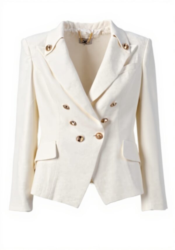 Giacca Elisabetta Franchi Gabardina Misto Lino Avorio