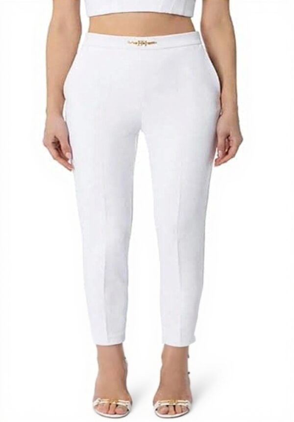 Pantaloni dritti Elisabetta Franchi crepe stretch clip