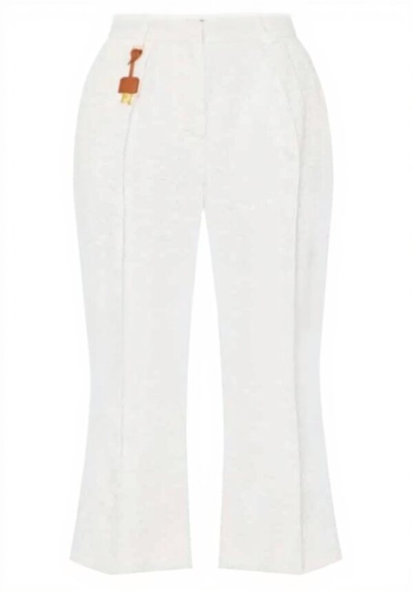 Pantaloni Elisabetta Franchi Gabardina Misto Lino Bianco