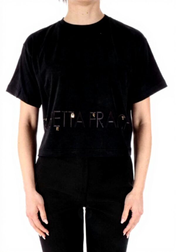 T-shirt Elisabetta Franchi Jersey Logo Charms Nero Donna