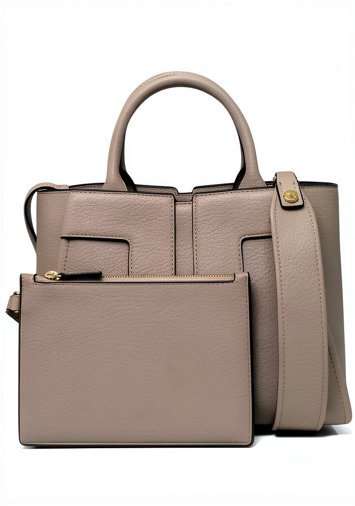 Borsa a mano Elisabetta Franchi in ecopelle greige su sfondo chiaro