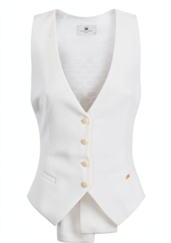 Gilet gabardina misto lino Elisabetta Franchi donna moda-0
