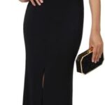 Abito Sirena Nero Vestito Cerimonia Donna VI Elastan-0