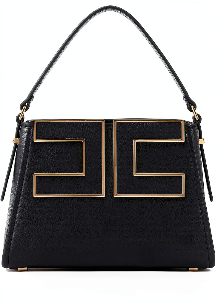 'Tote bag Elisabetta Franchi in materiale sintetico effetto pelle martellata con logo in rilievo'