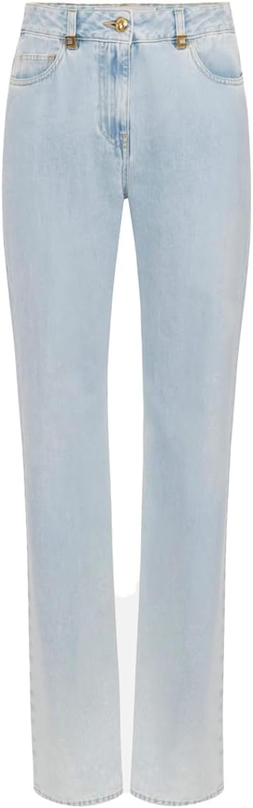 'Jeans a palazzo Elisabetta Franchi in denim chiaro con dettagli logo'