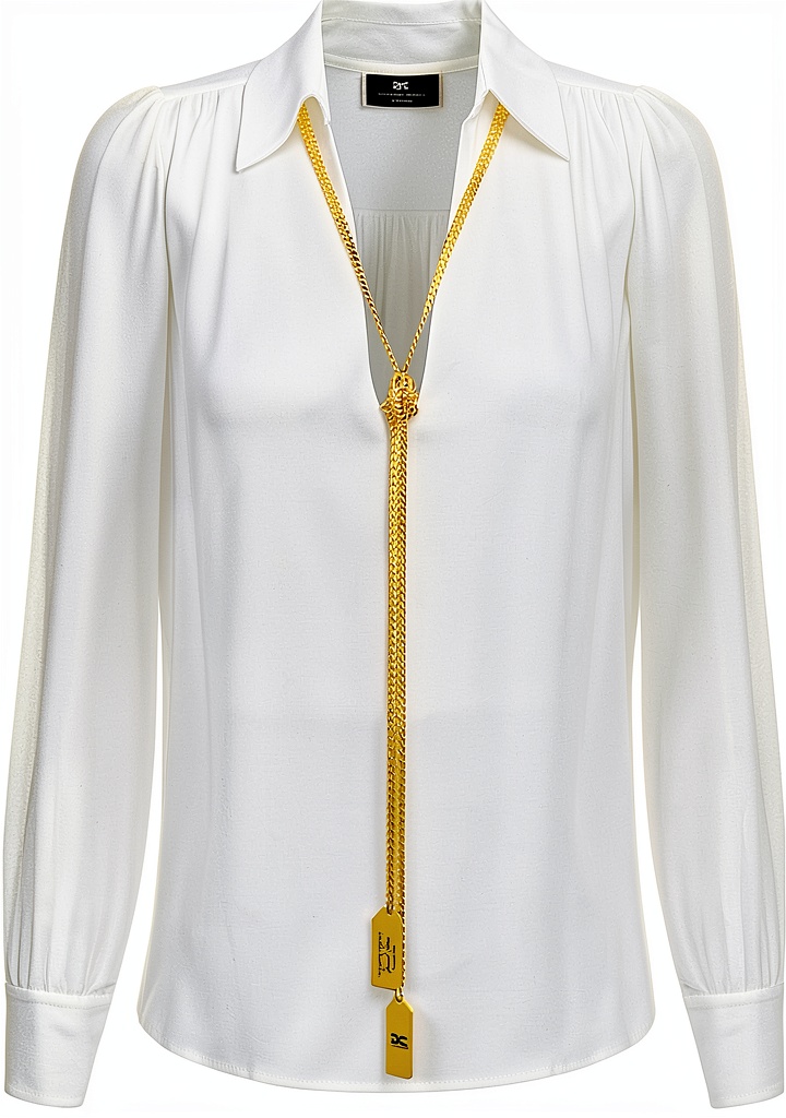 Elisabetta Franchi Blusa in Georgette con Charms Collana indossata in un contesto elegante