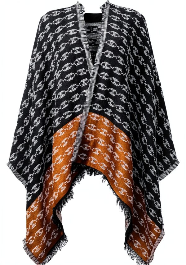 Elisabetta Franchi Mantella Donna Nero Cuoio Poncho Maglia