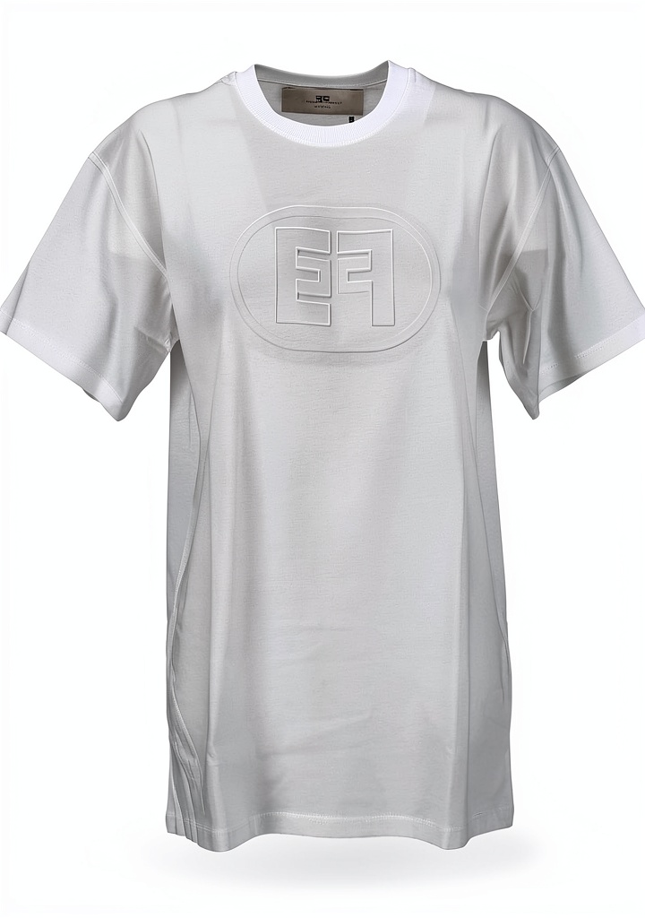 T-shirt Elisabetta Franchi in jersey nero con logo embossed