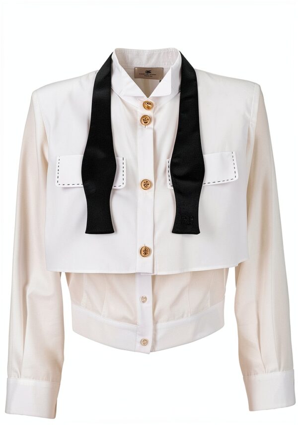 Camicia Elisabetta Franchi Bianco Nero Donna 100% Cotone