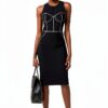 Tubino Nero Elisabetta Franchi Donna Crêpe Piping Bianco-1
