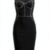 Tubino Nero Elisabetta Franchi Donna Crêpe Piping Bianco-0
