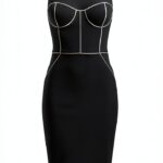 Tubino Nero Elisabetta Franchi Donna Crêpe Piping Bianco-0
