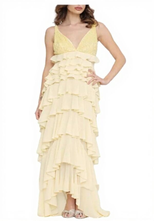Abito premaman Elisabetta Franchi georgette balze giallo