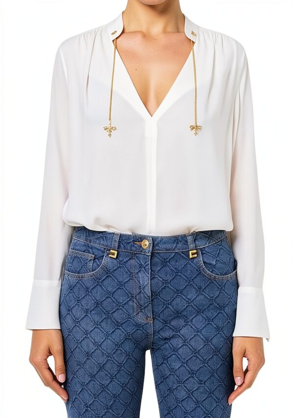 Camicia Elisabetta Franchi Avorio Donna 100% Vi CA08051E2