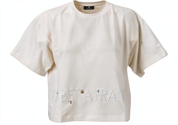 T-shirt Elisabetta Franchi cotone donna mezza manica gesso