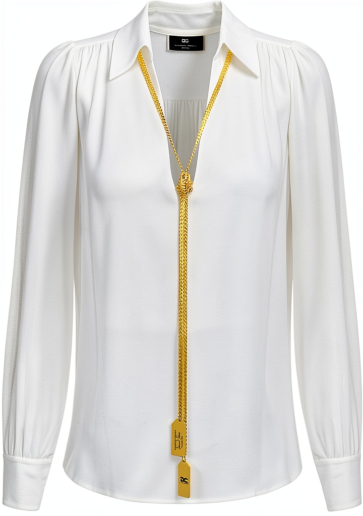 Elisabetta Franchi Blusa in Georgette con Charms Collana indossata in un contesto elegante