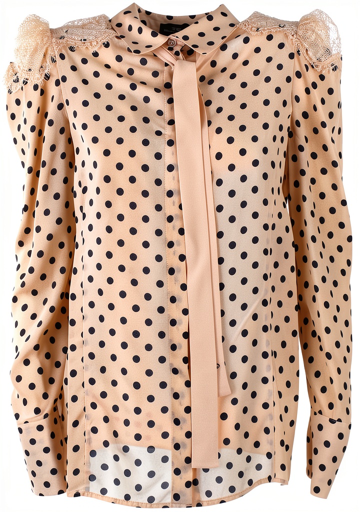 Camicia Elisabetta Franchi donna panna con scollo coreano su una scrivania di legno