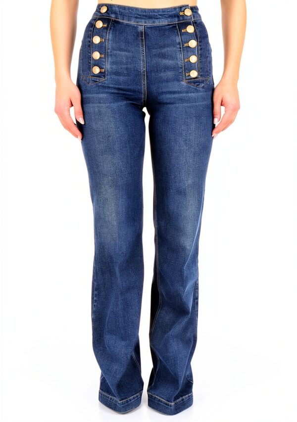 Jeans a Palazzo Elisabetta Franchi Donna Blue Vintage