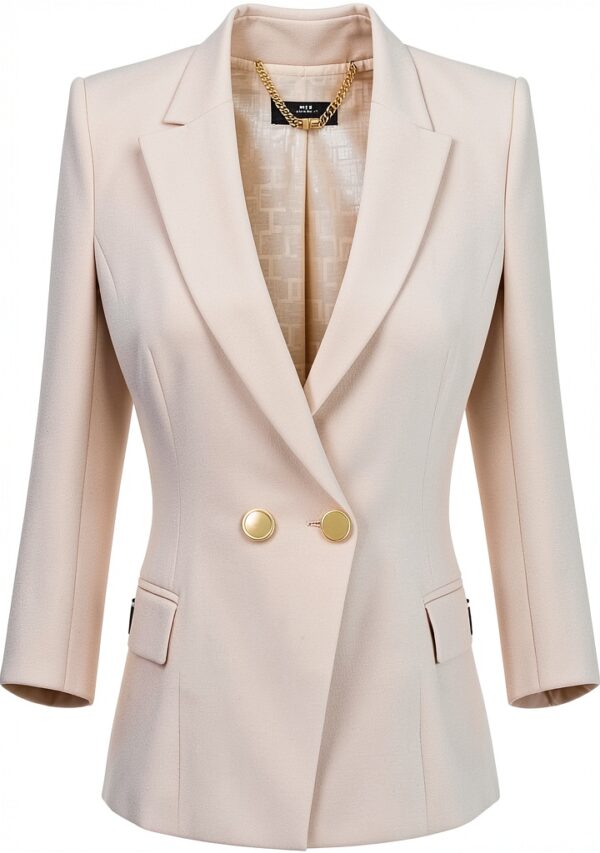 Giacca Elisabetta Franchi Doppiopetto Crêpe Logo Bianco