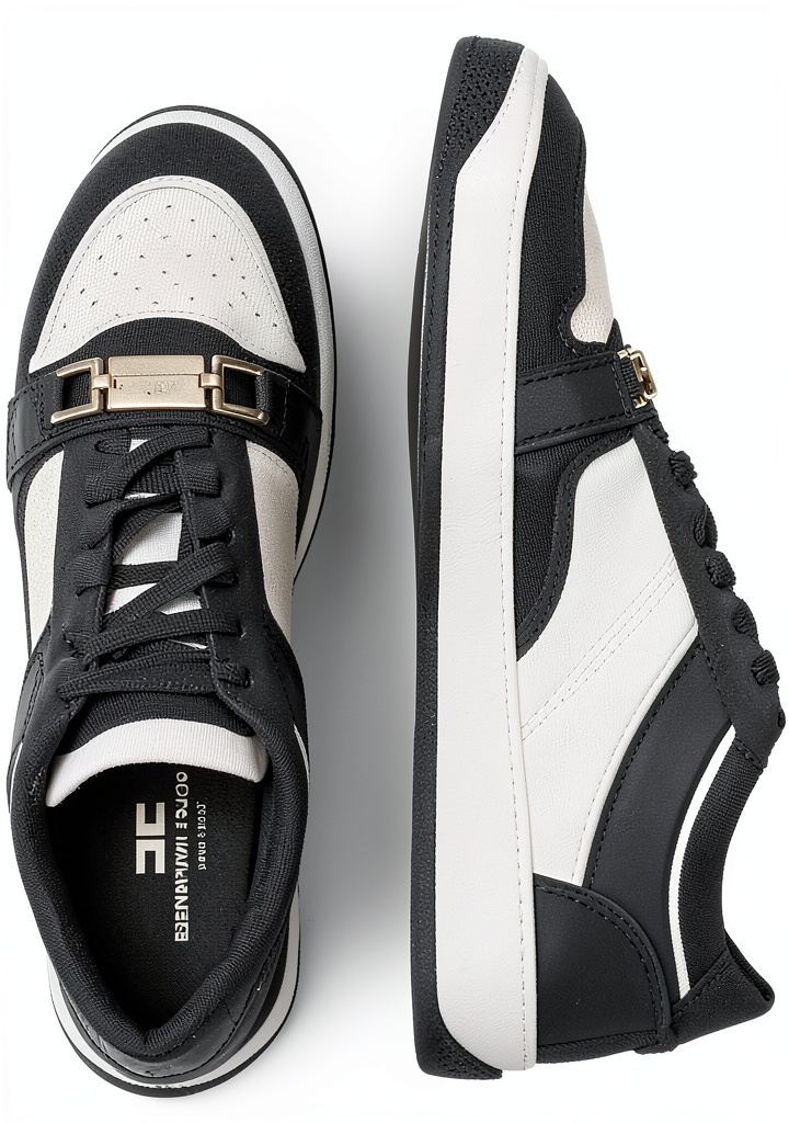 Sneakers Elisabetta Franchi in pelle mostrate in un contesto urbano
