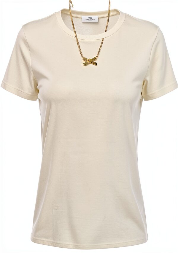 Elisabetta Franchi T-Shirt Jersey Collana Fiocco Donna