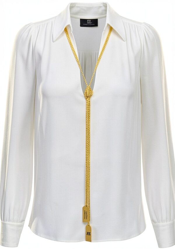 Elisabetta Franchi Camicia Georgette Charms Collana Avorio