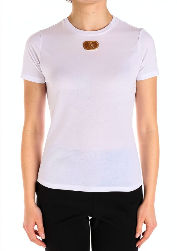 T-shirt Elisabetta Franchi Jersey Logo Donna Gesso 40