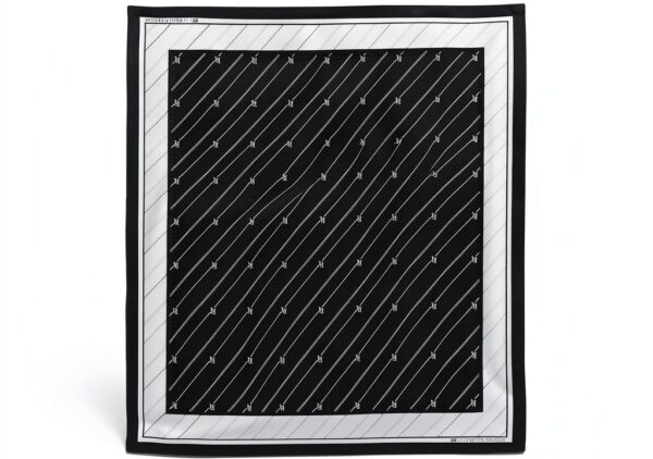 Sciarpa Elisabetta Franchi Seta Righe Diagonali Logo Nero