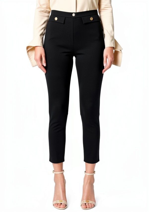 Pantalone Dritto Elisabetta Franchi Crêpe Stretch Rivetto