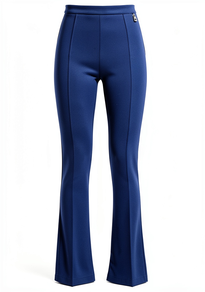 Elisabetta Franchi Pantalone Palazzo in crêpe Stretch con Charms Blu Indaco
