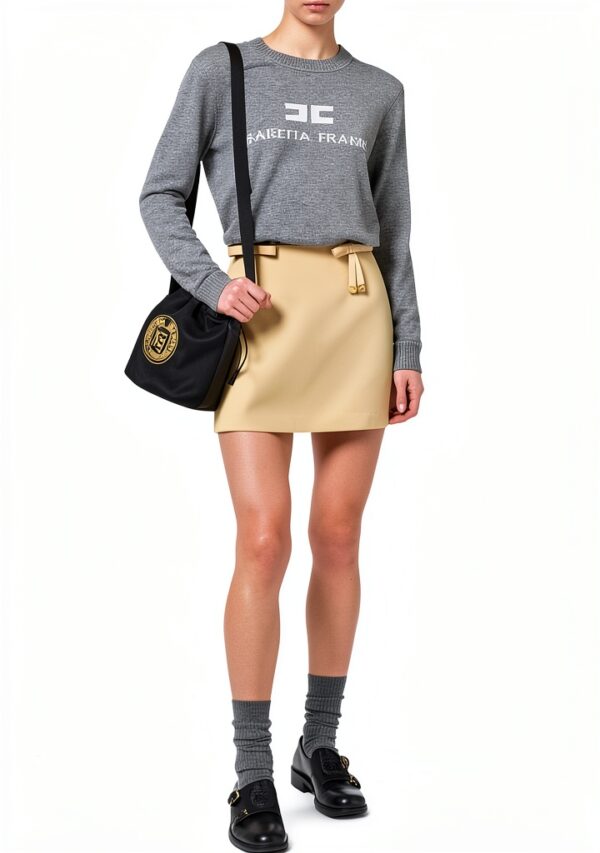Maglione Donna Lana Cachemire Grigio Melange Avorio-2