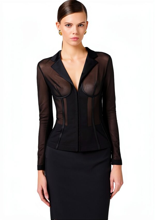 Giacca Blouson Tessuto Bottone Manica Lunga Lavabile-1
