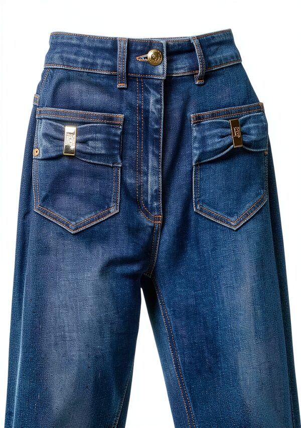 Jeans A Zampa Elisabetta Franchi Donna Tasca Fiocco-3