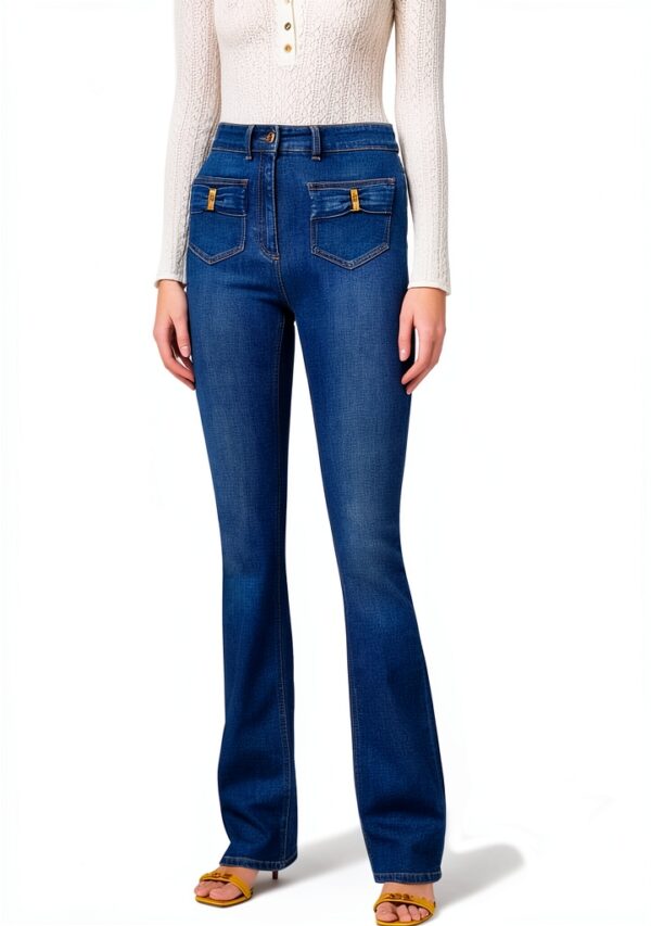 Jeans A Zampa Elisabetta Franchi Donna Tasca Fiocco-1
