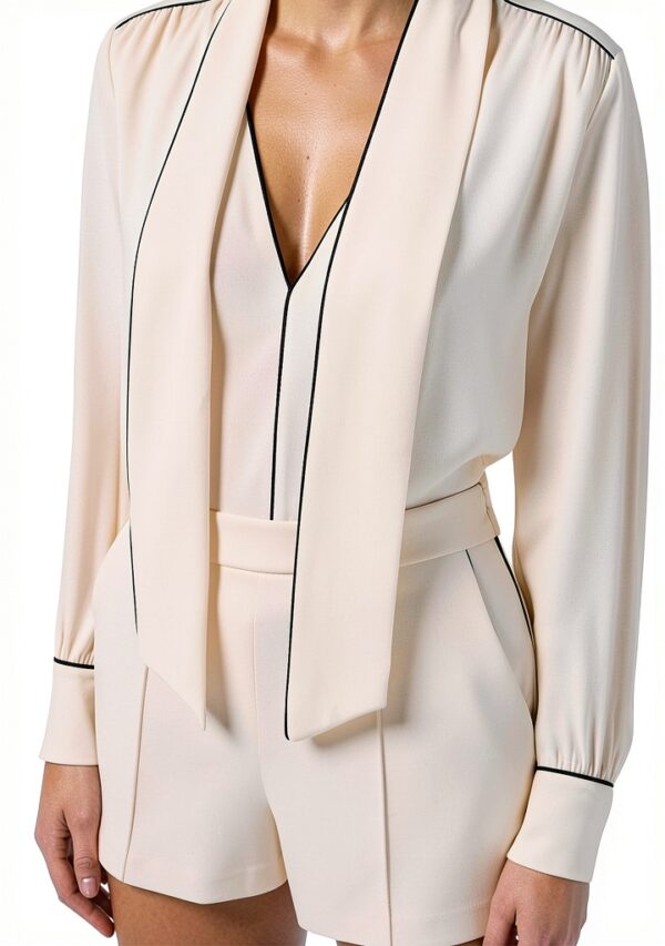 Camicia da donna 100% Vi collo classico manica lunga-2