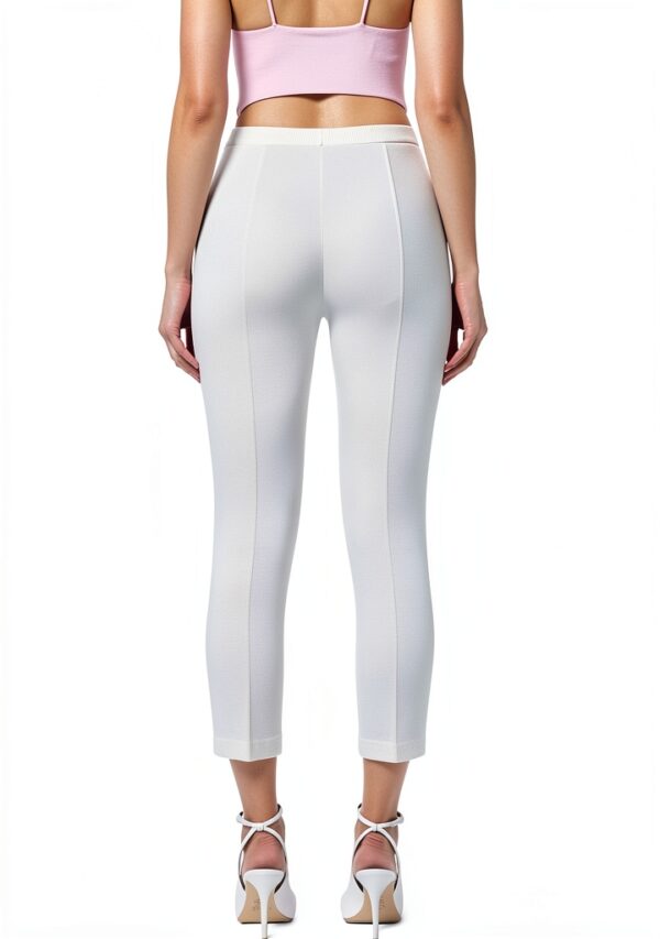 Pantaloni Skinny Capri donna 95% Pl 5% Elastan Avorio-1