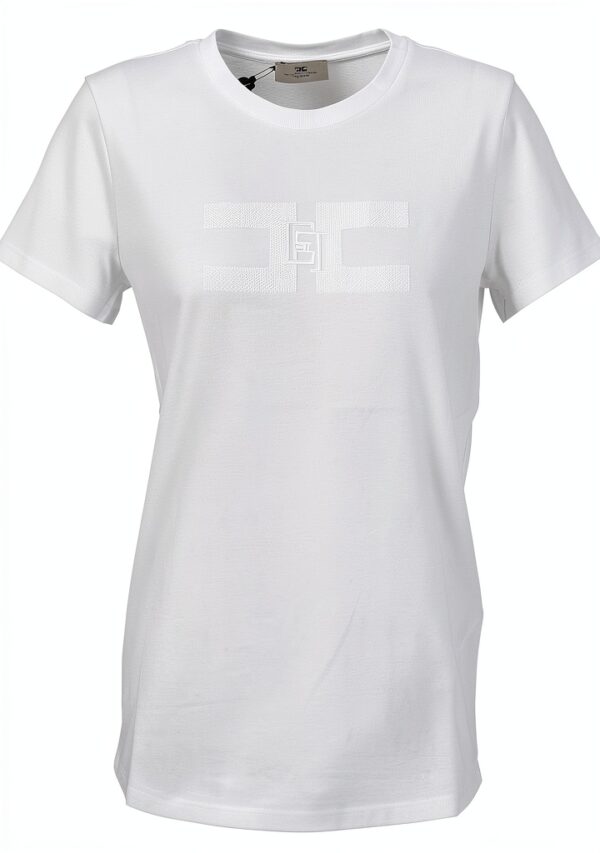 T-shirt Elisabetta Franchi Donna 100% Cotone Gesso-0