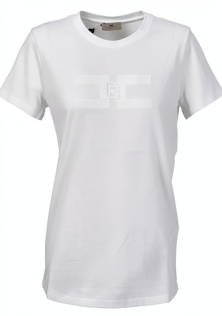 T-shirt Elisabetta Franchi in colore gesso su sfondo neutro