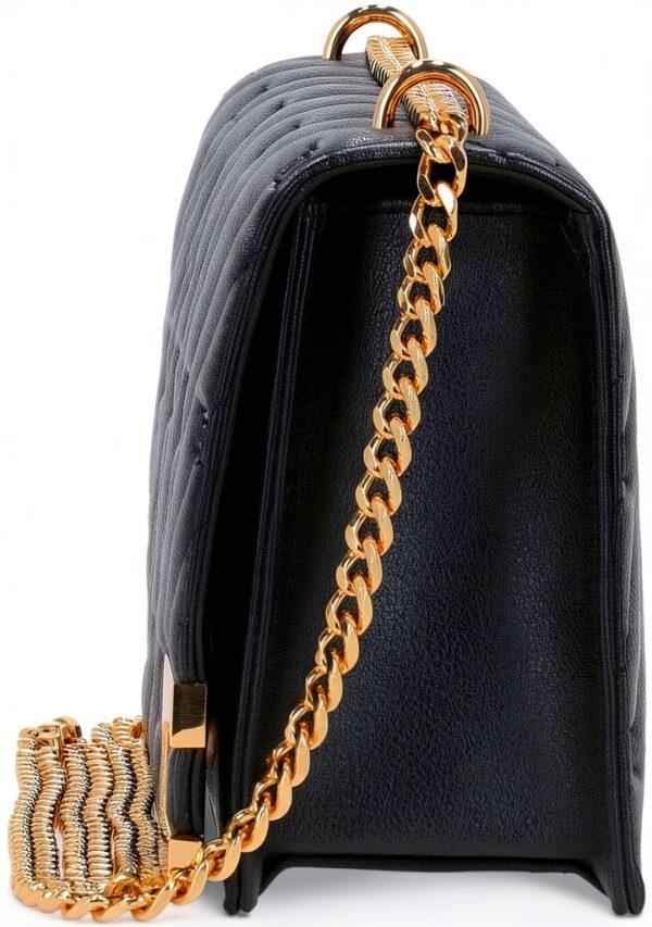 Borsa tracolla donna Nero PU grande quiltata-1