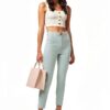Pantaloni Elisabetta Franchi verde crêpe stretch-2