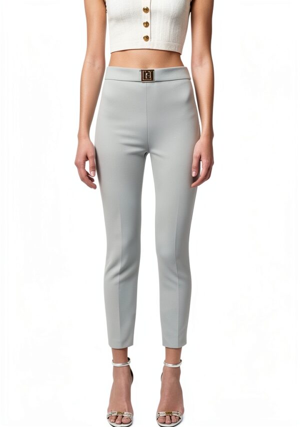Pantaloni Elisabetta Franchi verde crêpe stretch-1
