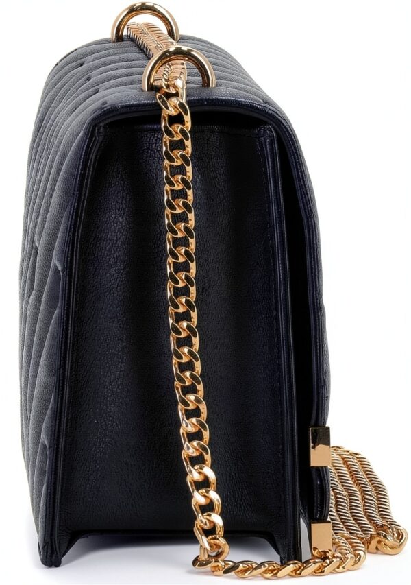 Borsa tracolla donna Nero PU grande quiltata-3