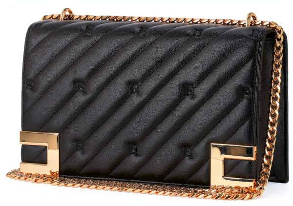 Borsa tracolla donna Nero PU grande quiltata-4